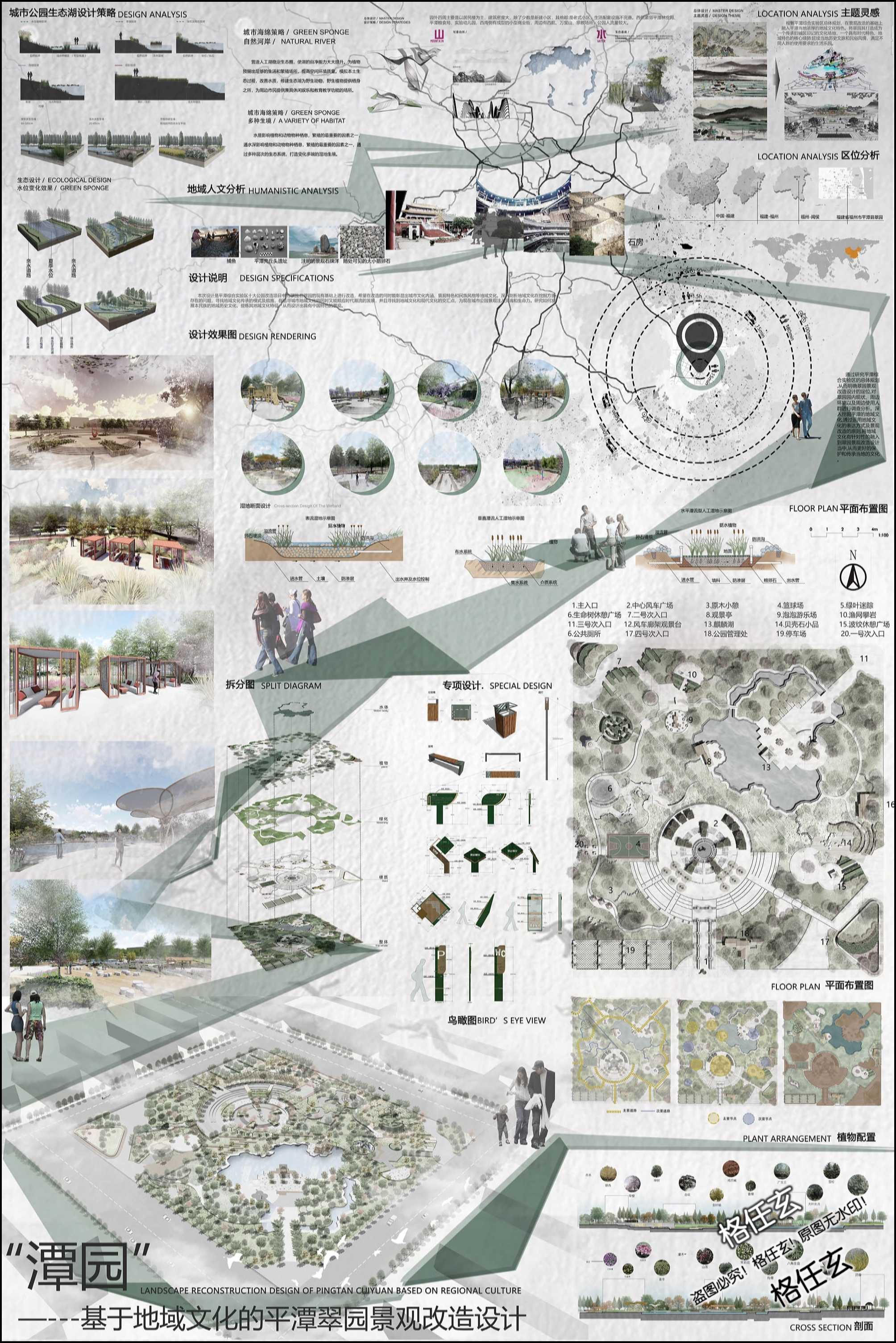 2023景观园林产品建筑环艺竞赛风室内展板排版psd素材ps模板分层